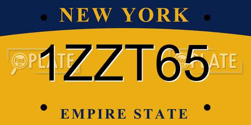 1ZZT65 New York License Plate