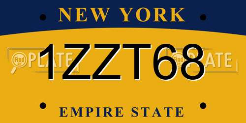 1ZZT68 New York License Plate