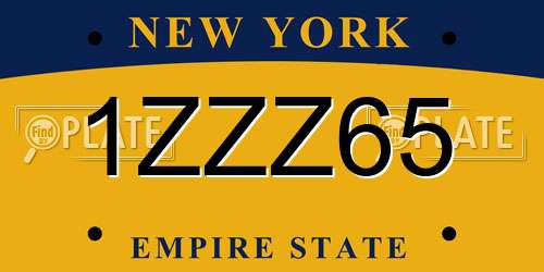 1ZZZ65 New York License Plate