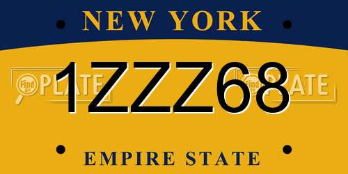 1ZZZ68 New York License Plate