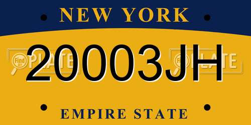 20003JH New York License Plate