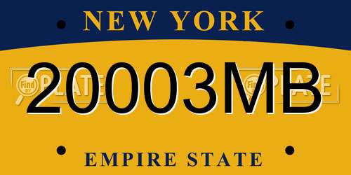 20003MB New York License Plate