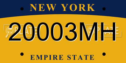 20003MH New York License Plate