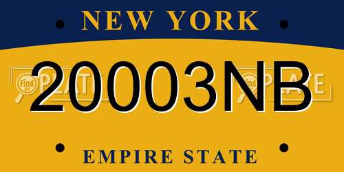 20003NB New York License Plate
