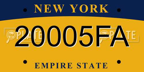 20005FA New York License Plate