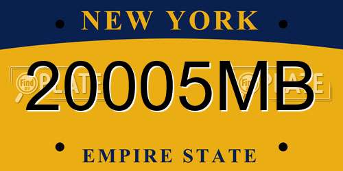 20005MB New York License Plate