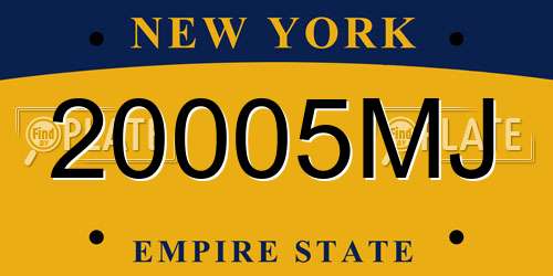 20005MJ New York License Plate