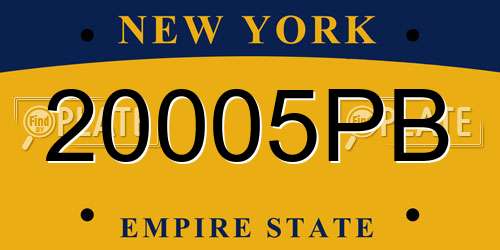 20005PB New York License Plate