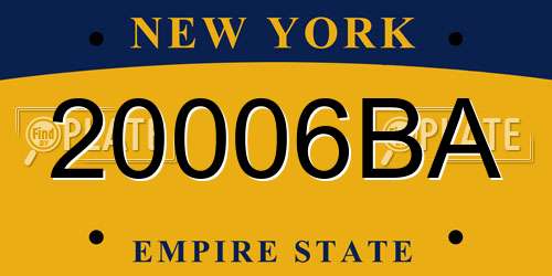 20006BA New York License Plate