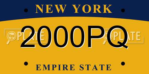 2000PQ New York License Plate