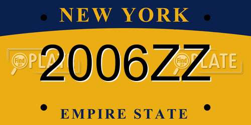 2006ZZ New York License Plate
