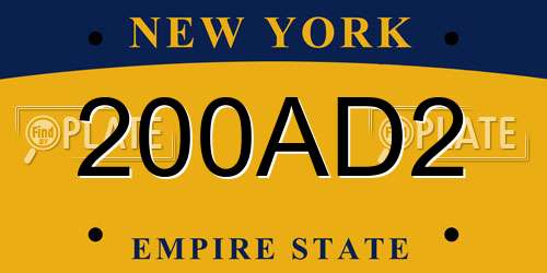 200AD2 New York License Plate