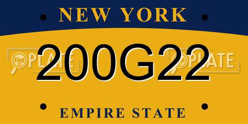 200G22 New York License Plate