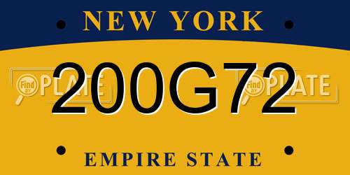 200G72 New York License Plate