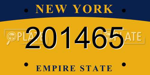 201465 New York License Plate