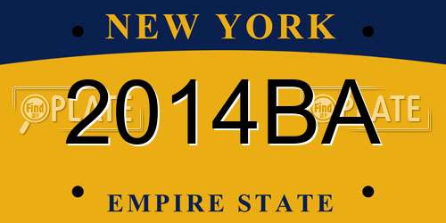 2014BA New York License Plate
