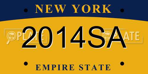 2014SA New York License Plate