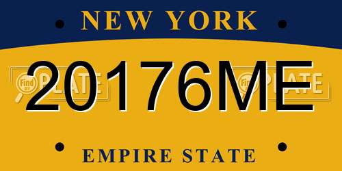 20176ME New York License Plate