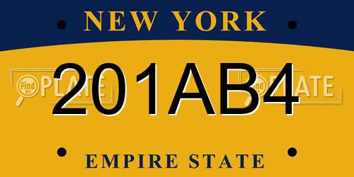201AB4 New York License Plate