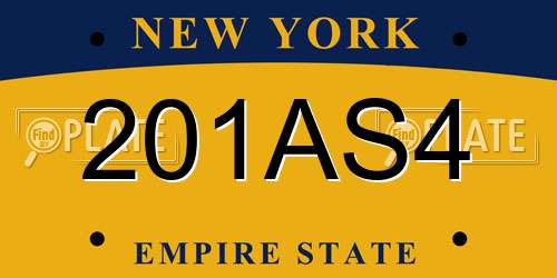 201AS4 New York License Plate