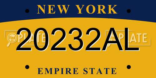 20232AL New York License Plate