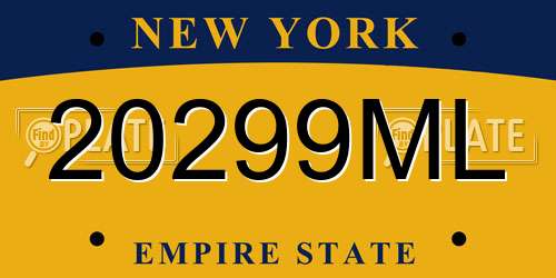 20299ML New York License Plate