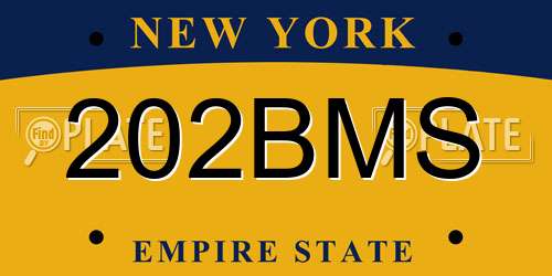202BMS New York License Plate