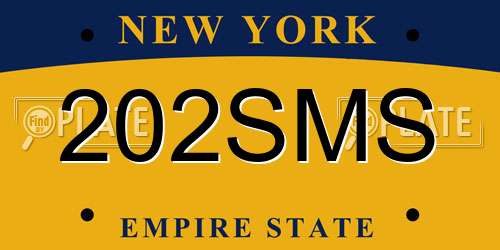 202SMS New York License Plate