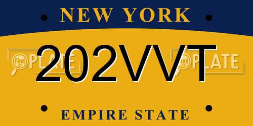 202VVT New York License Plate