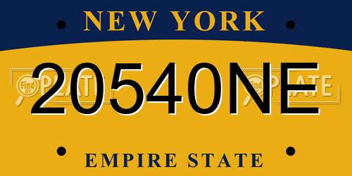 20540NE New York License Plate