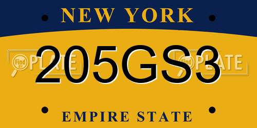 205GS3 New York License Plate