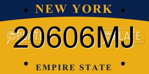 20606MJ New York License Plate
