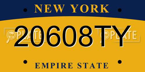 20608TY New York License Plate