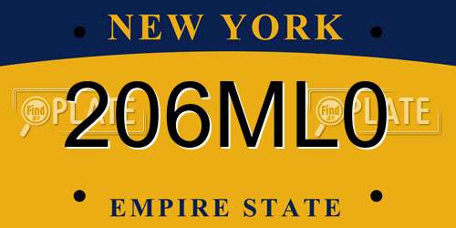 206ML0 New York License Plate