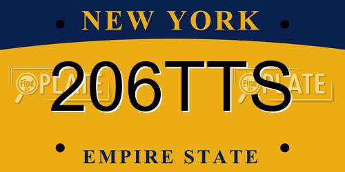 206TTS New York License Plate