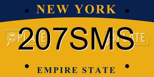207SMS New York License Plate