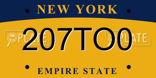 207TO0 New York License Plate