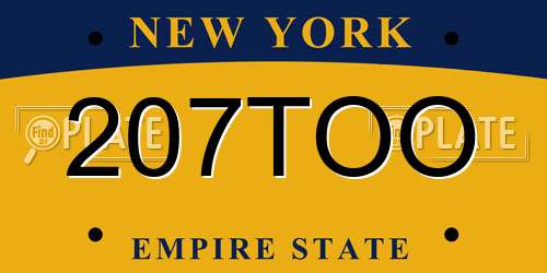 207TOO New York License Plate