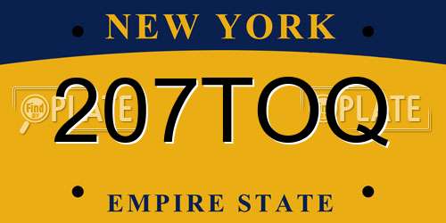 207TOQ New York License Plate