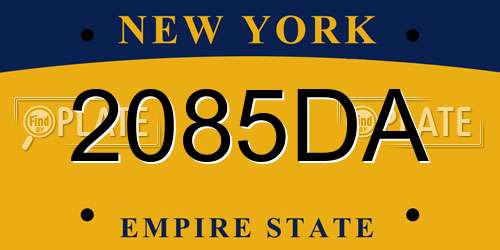 2085DA New York License Plate