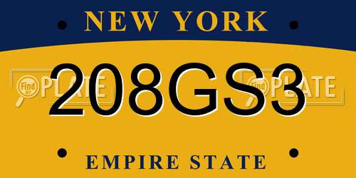 208GS3 New York License Plate