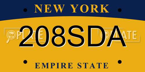 208SDA New York License Plate