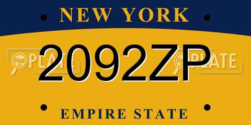 2092ZP New York License Plate