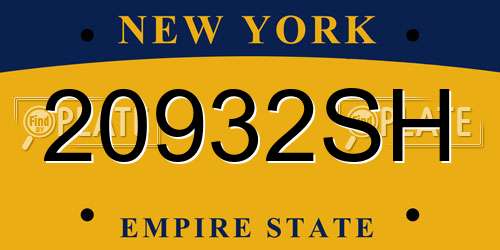 20932SH New York License Plate