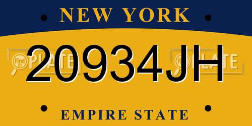 20934JH New York License Plate
