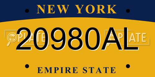 20980AL New York License Plate