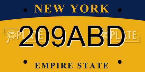 209ABD New York License Plate