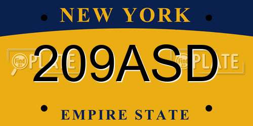 209ASD New York License Plate