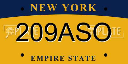 209ASO New York License Plate