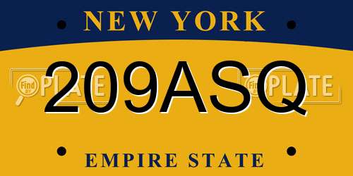 209ASQ New York License Plate